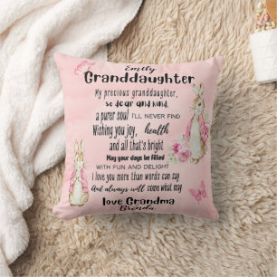 Kleindochter Loves Rabbit Custom Gedicht Naam Toev Kussen
