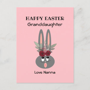 Kleindochter Paasroze Bunny, gepersonaliseerd Feestdagenkaart