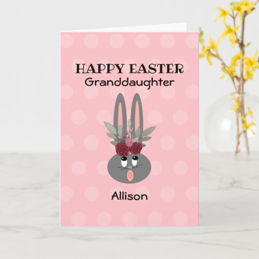 Kleindochter Paasroze Bunny, gepersonaliseerd Kaart (Gele Bloem)