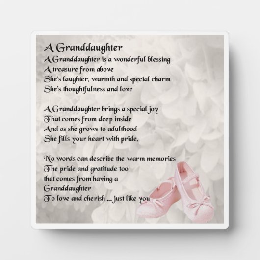 Kleindochter Poem Plaque - design balletschoenen Fotoplaat (Voorkant)