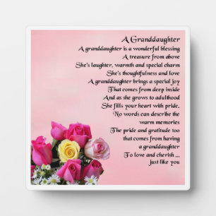 Kleindochter Poem Plaque - Ontwerp van Rozen Fotoplaat