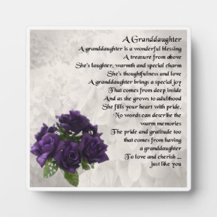 Kleindochter Poem Plaque - Paarse Rozen ontwerpen Fotoplaat