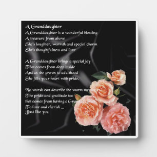 Kleindochter Poem Plaque - Rozen op zwarte zijde Fotoplaat