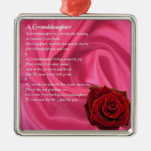 Kleindochter Poem - roze zijde en roos Metalen Ornament