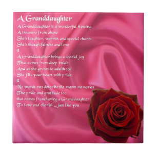 Kleindochter Poem - roze zijde en roos Tegeltje