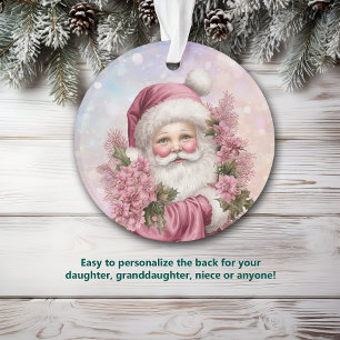 Kleindochter Roze Kerstmis Rose Boeket Santa Ornament