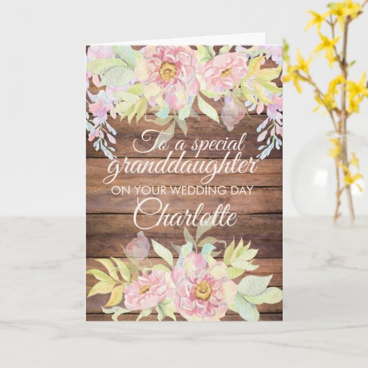 Kleindochter Rustieke bruiloft Gefeliciteerd Kaart (Gele Bloem)