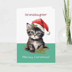 Kleindochter Schattige Cat Meowy Christmas Kaart