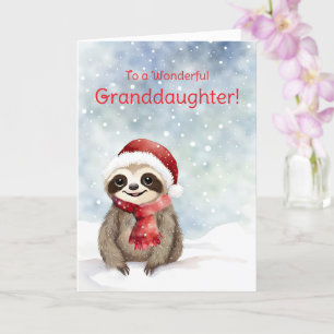 Kleindochter Schattige Sloth Animal Christmas Kaart