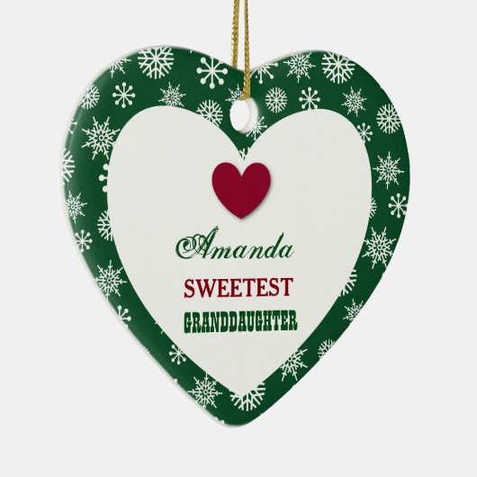 Kleindochter Snowflakes en hart Z15 Keramisch Ornament (Rechts)