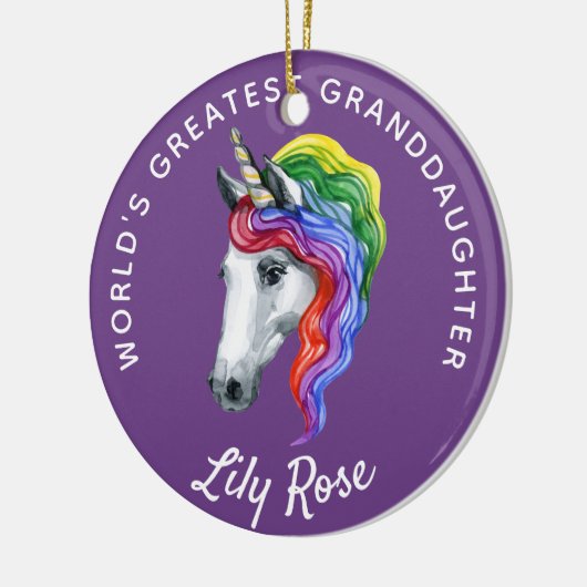 Kleindochter Unicorn - Gepersonaliseerd Keramisch Ornament (Links)