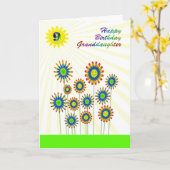 Kleindochter van 9, een gelukkige bloemen kaart (Gele Bloem)