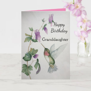 Kleindochter Verjaardag Hummingbird Garden Kaart