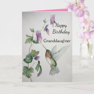 Kleindochter Verjaardag Hummingbird Garden Kaart