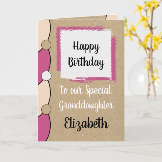 Kleindochter verjaardag roze wit rustiek kaart (Gele Bloem)