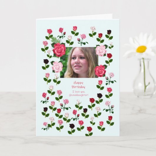 Kleindochter, Verjaardag, Rozen Kaart (Kleine Plant)