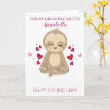Kleindochter vijfde verjaardag Cute Roze Luiaard F