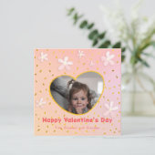 Kleindochter Zoete Bloemen Valentijnsdag Foto Feestdagenkaart (Staand voorkant)