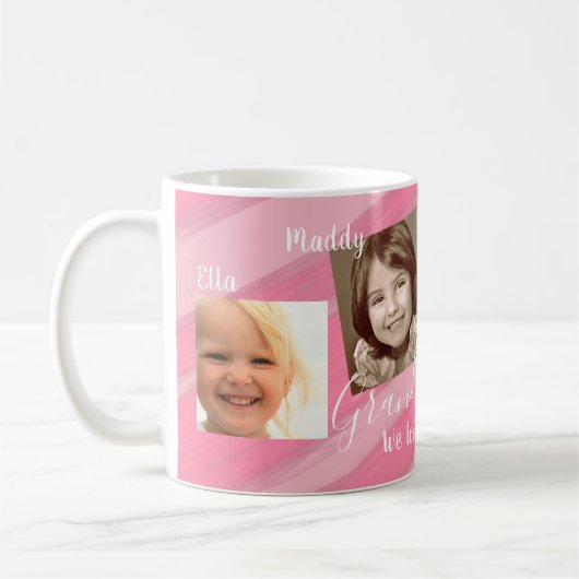 Kleindochters Roze Strepen Fotocollage Mok (Links)