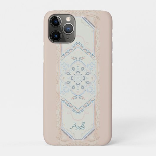 kleine Aangepaste naam Delicate Seashell Medallion Case-Mate iPhone Case (Achterkant)