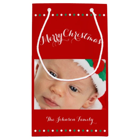 Kleine, aangepaste rode kerstcadeautassen klein cadeauzakje (Achterkant)