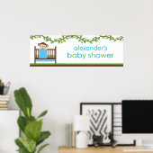 Kleine aap in een Wieg Baby shower banner Poster (Thuiskantoor)