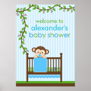 Kleine aap in een Wieg Baby shower Poster