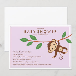 Kleine aap - Lavender Baby shower Uitnodiging
