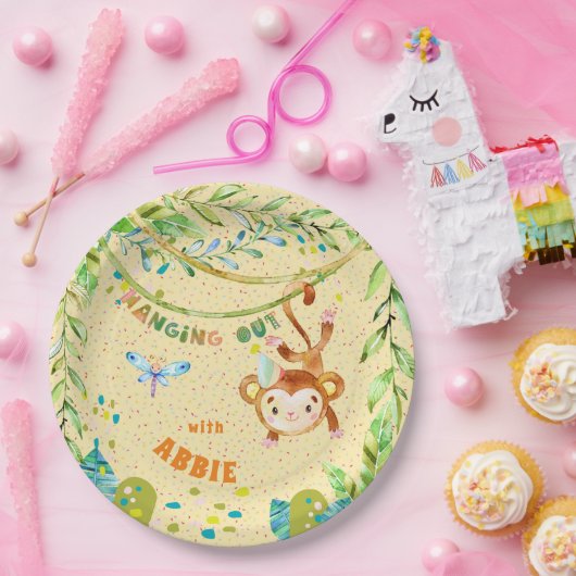 Kleine Aap Verjaardag Hanging Out Papieren Bordje (Feest)