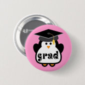 Kleine Afstudeerder Penguin Afstuderen Gift Ronde Button 5,7 Cm (Voorkant /achterkant)