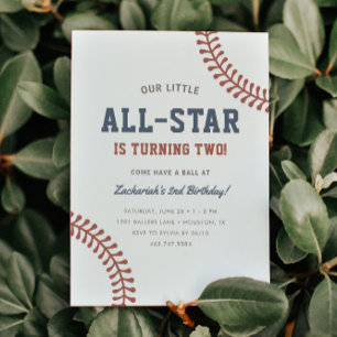 Kleine All-Star Honkbal Jongens 2e Verjaardagsfees Kaart