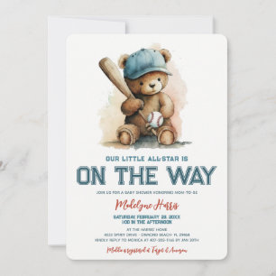 Kleine All Star Honkbal Teddydbeer Baby Shower Kaart