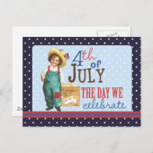 Kleine  Amerikaanse jongen 4 juli Briefkaart (Voorkant / Achterkant)