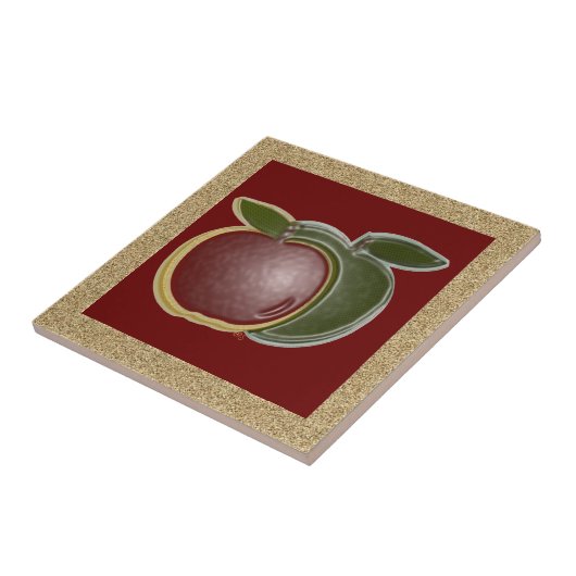 Kleine appels 3D (goud/veenbes) Tegeltje (Zijkant)