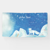 Kleine Arctic Fox Illustratie Aangepast Spandoek (Horizontaal)