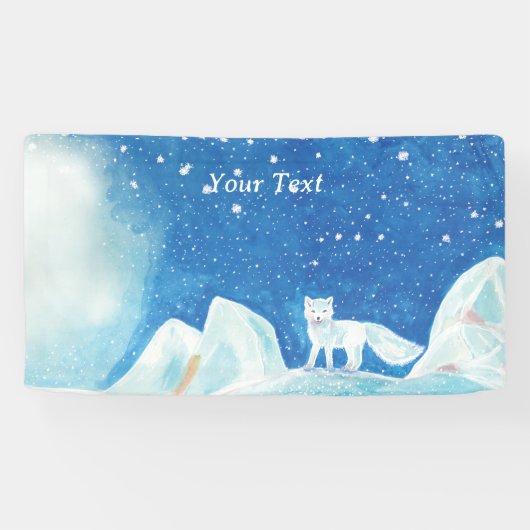 Kleine Arctic Fox Illustratie Aangepast Spandoek (Horizontaal)