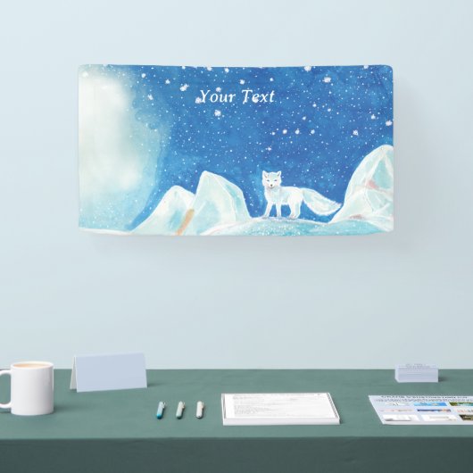 Kleine Arctic Fox Illustratie Aangepast Spandoek (Beurs)