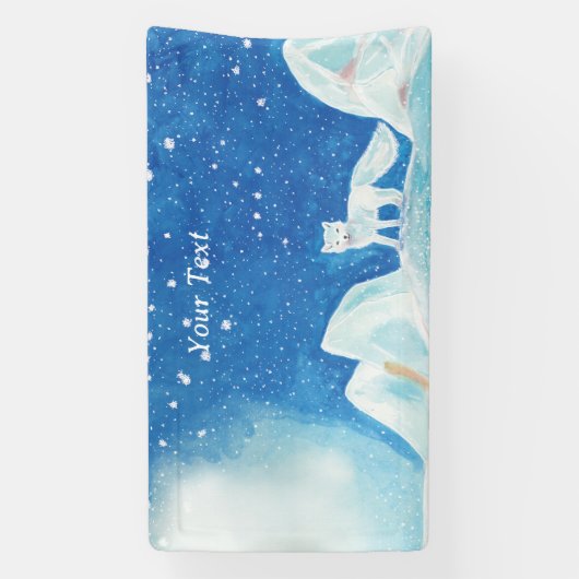 Kleine Arctic Fox Illustratie Aangepast Spandoek (Verticaal)