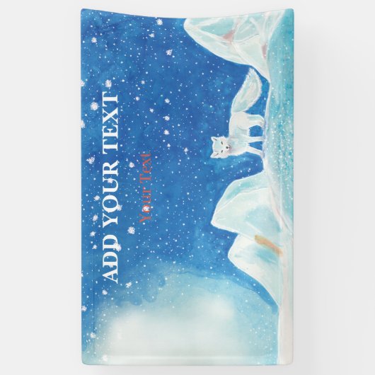 Kleine Arctic Fox Illustratie  Spandoek (Verticaal)