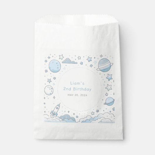 Kleine Astronaut, Grote Wereld Kinderen Verjaardag Bedankzakje (Voorkant)