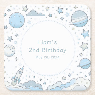 Kleine astronaut, grote wereld vierkante kartonnen onderzetter