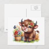  Kleine Baby Buffalo Waterverf Briefkaart (Voorkant / Achterkant)