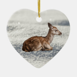 Kleine Baby Deer in Sneeuwkeramische rotatie Keramisch Ornament