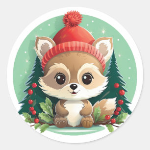 Kleine Baby Dier Xmas Magic Ronde Sticker