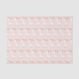 Kleine Baby Giraffe met roze bloemenkroon patroon Tissuepapier