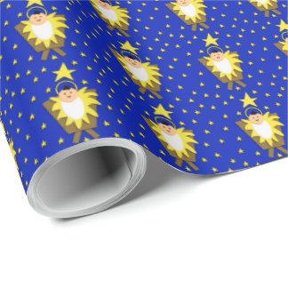 Kleine Baby Jezus in de Manger Wrapping Paper Cadeaupapier