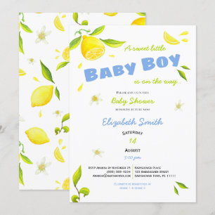 kleine baby jongen onderweg naar de babydouche kaart