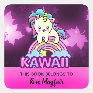 Kleine Baby Kat Unicorn met Twinkle Autumn Vierkante Sticker