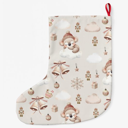 Kleine Baby Koala Schattige Boho kerstpatroon Grote Kerstsok (Achterkant)