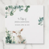 Kleine Baby Lamb en Eucalyptus doop Bedankjes Labels (Voorkant)